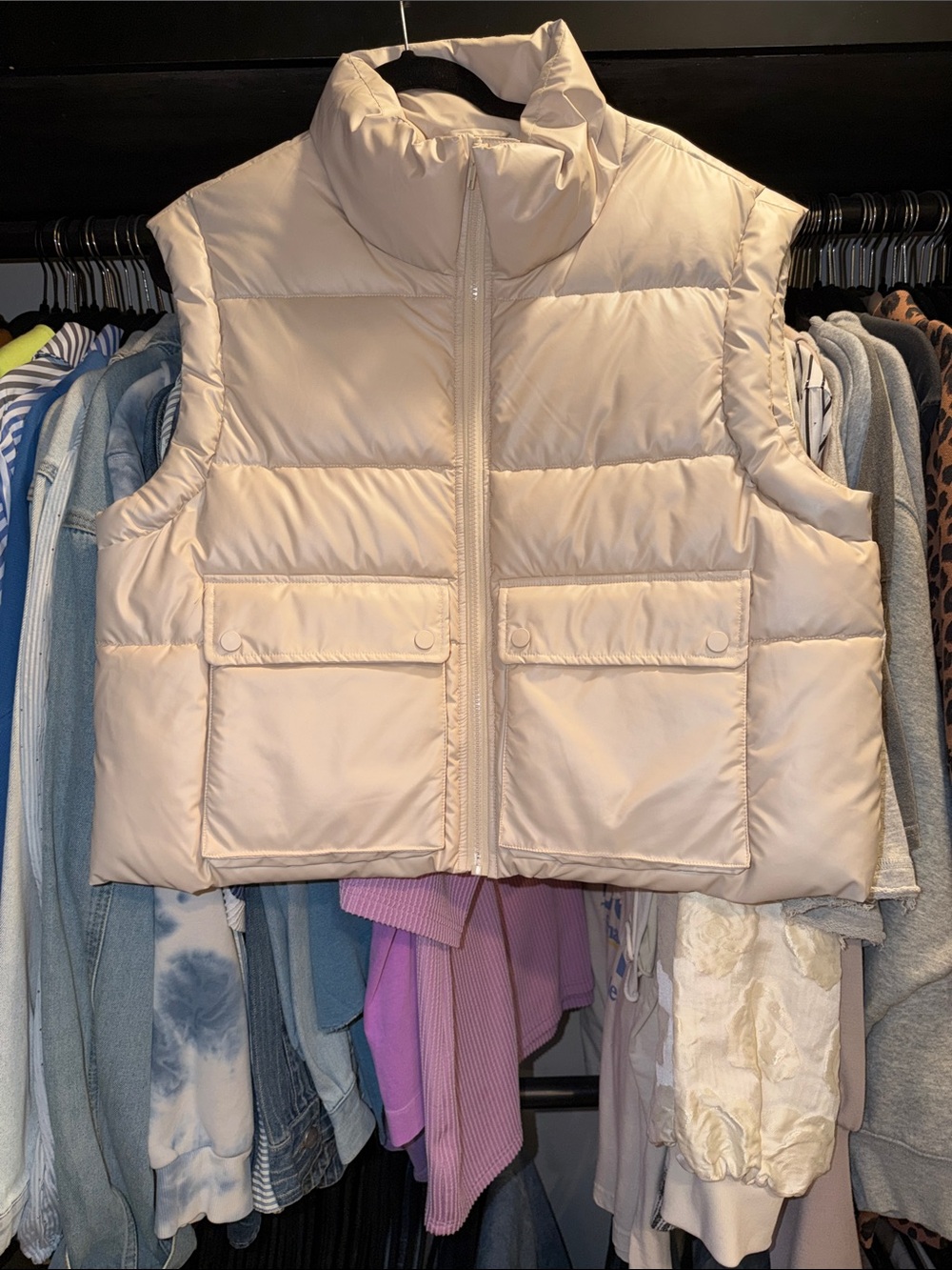 KanCan Cream Quilted Puffer Vest